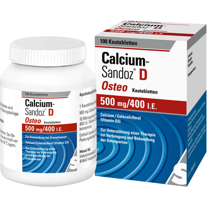 Calcium-Sandoz D Osteo 500 mg/400 I.E. Kautabletten, 100 St. Tabletten