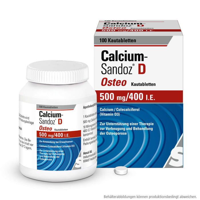 Calcium-Sandoz D Osteo 500 mg/400 I.E. Kautabletten, 100 St. Tabletten