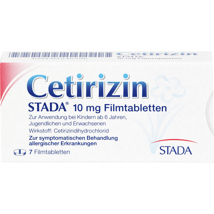 Cetirizin STADA 10 mg Filmtabletten zur symptomatischen Behandlung allergischer Erkrankungen, 7 pc Tablettes