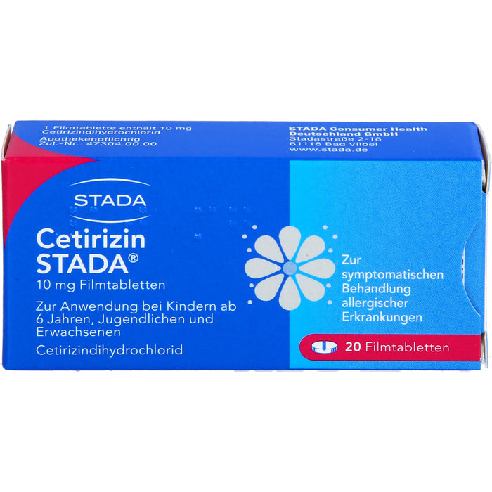 Cetirizin STADA 10 mg Filmtabletten zur symptomatischen Behandlung allergischer Erkrankungen, 20 pc Tablettes