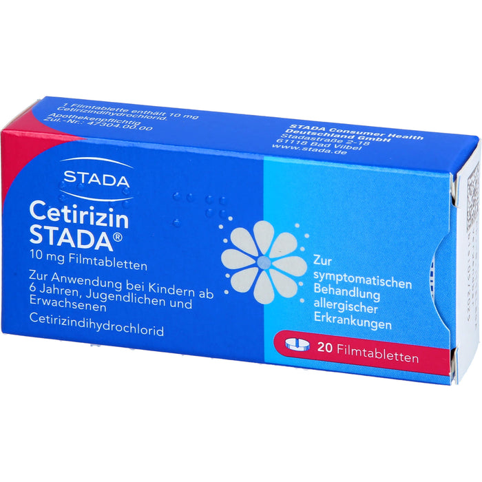 Cetirizin STADA 10 mg Filmtabletten zur symptomatischen Behandlung allergischer Erkrankungen, 20 pcs. Tablets