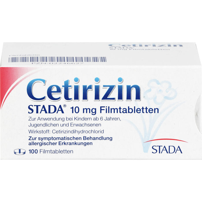 Cetirizin STADA 10 mg Filmtabletten zur symptomatischen Behandlung allergischer Erkrankungen, 100 pcs. Tablets