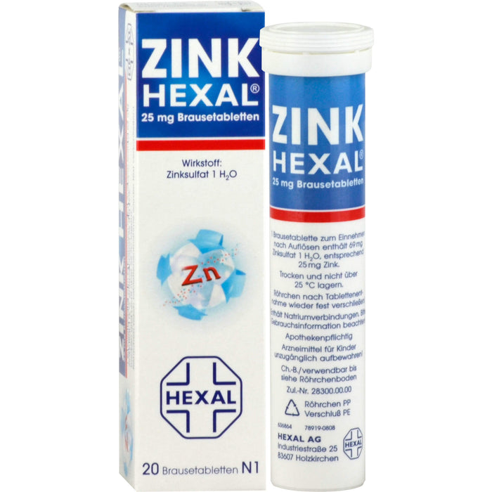 Zink HEXAL 25 mg Brausetabletten, 20 pcs. Tablets