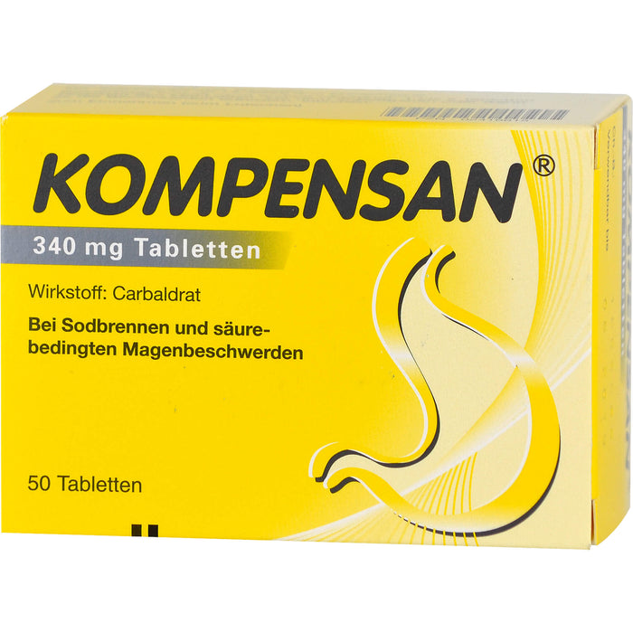 Kompensan 340 mg Tabletten bei Sodbrennen und säure-bedingten Magenbeschwerden, 50 St. Tabletten