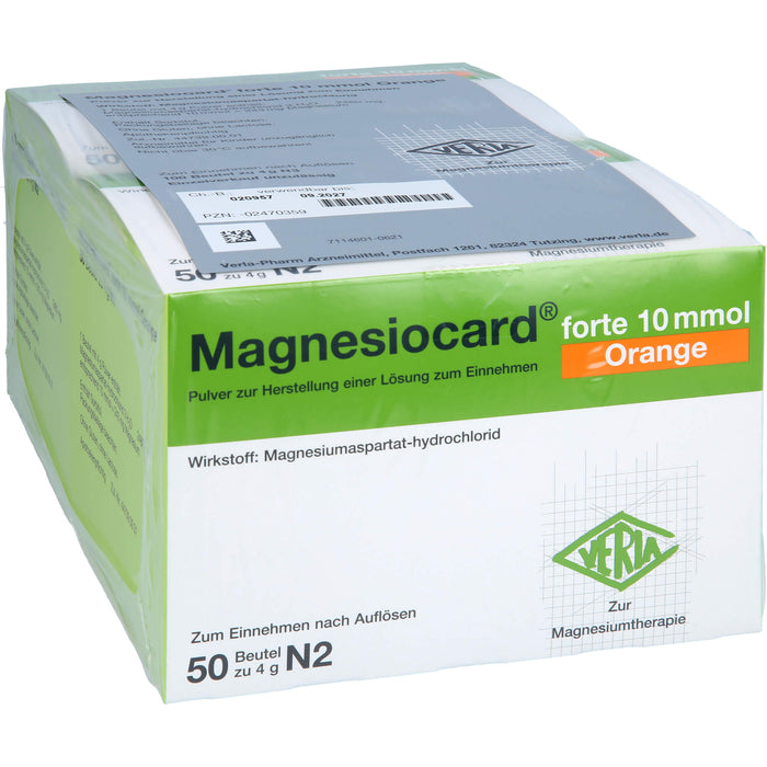 Magnesiocard forte 10 mmol Orange Pulver zur Magnesiumtherapie, 100 pc Sachets