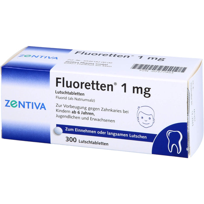 Fluoretten 1 mg Lutschtabletten zur Vorbeugung gegen Zahnkaries bei Kindern ab 6 Jahren, 300 pcs. Tablets