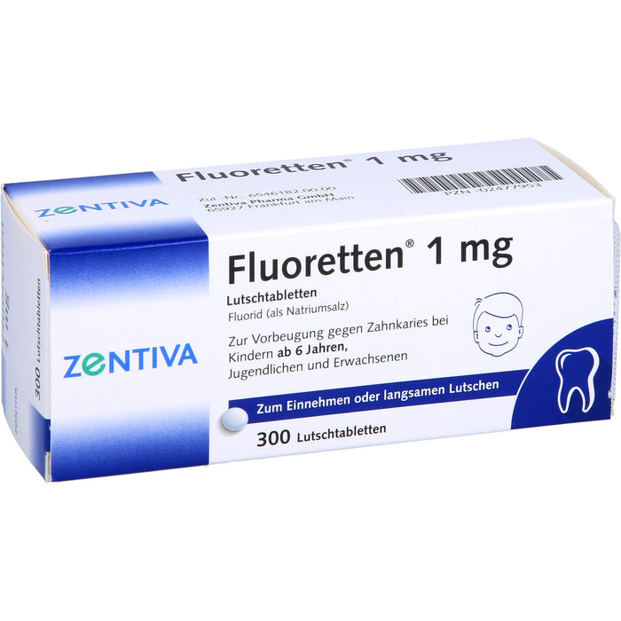 Fluoretten 1 mg Lutschtabletten zur Vorbeugung gegen Zahnkaries bei Kindern ab 6 Jahren, 300 pcs. Tablets