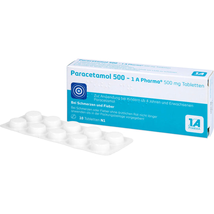 Paracetamol 500 - 1 A Pharma Tabletten, 10 pc Tablettes