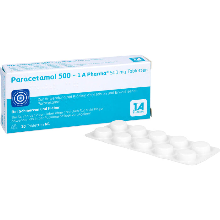 Paracetamol 500 - 1 A Pharma Tabletten, 10 pc Tablettes