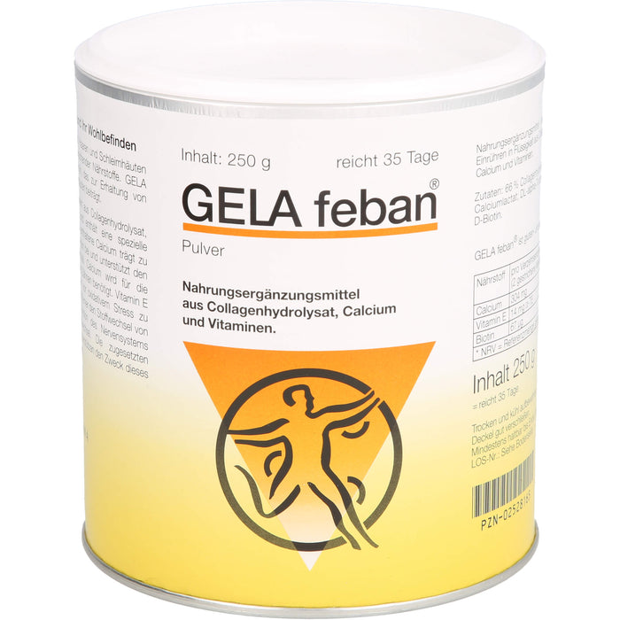 GELA feban Pulver mit Collagenhydrolysat zur Unterstützung der Eiweißzufuhr für Knochen und Muskeln, 250 g Poudre