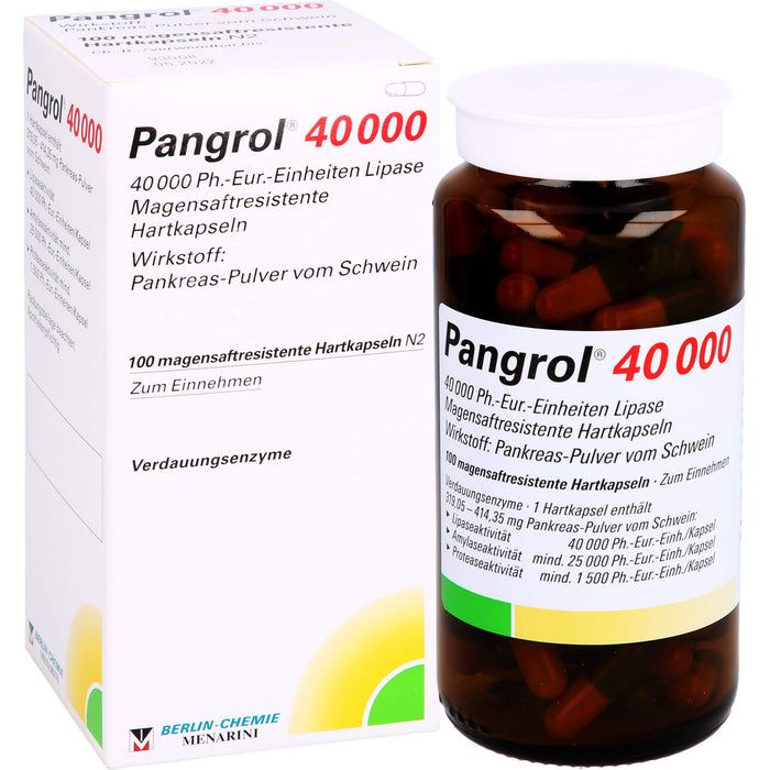 Pangrol 40000 Kapseln Verdauungsenzyme, 100 St. Kapseln