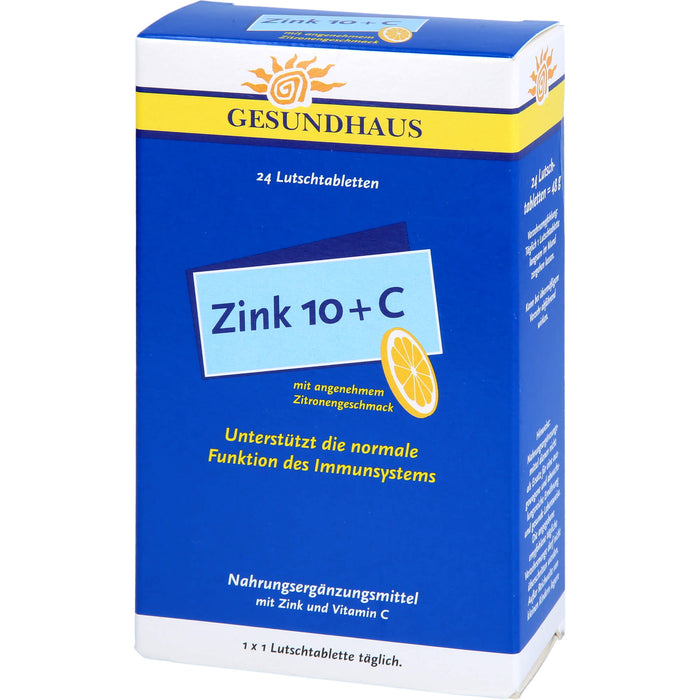 GESUNDHAUS Zink 10 + C Lutschtabletten, 24 pc Tablettes