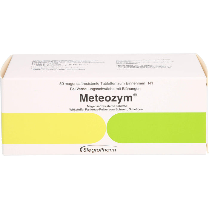 Meteozym Tabletten bei Verdauungsschwäche mit Blähungen, 50 pc Tablettes