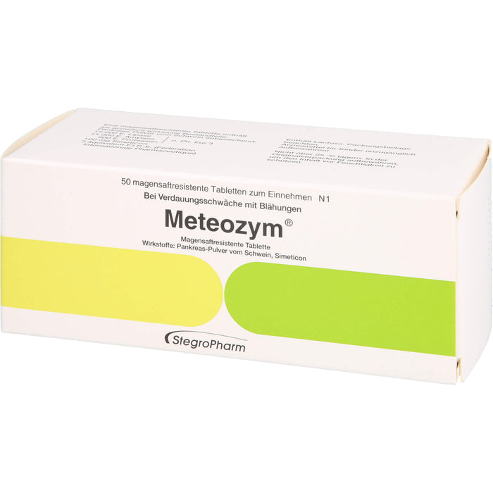 Meteozym Tabletten bei Verdauungsschwäche mit Blähungen, 50 St. Tabletten