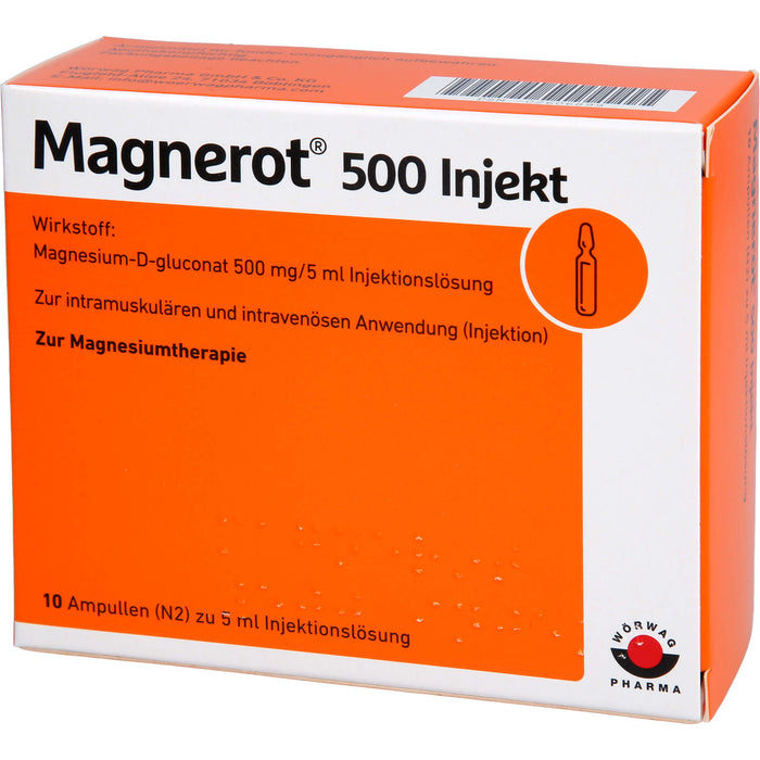 Magnerot 500 Injekt zur intramuskulären und intravenösen Anwendung, 10 pcs. Ampoules