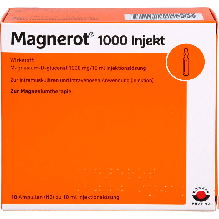 Magnerot 1000 Injekt zur intramuskulären und intravenösen Anwendung, 10 ml Solution