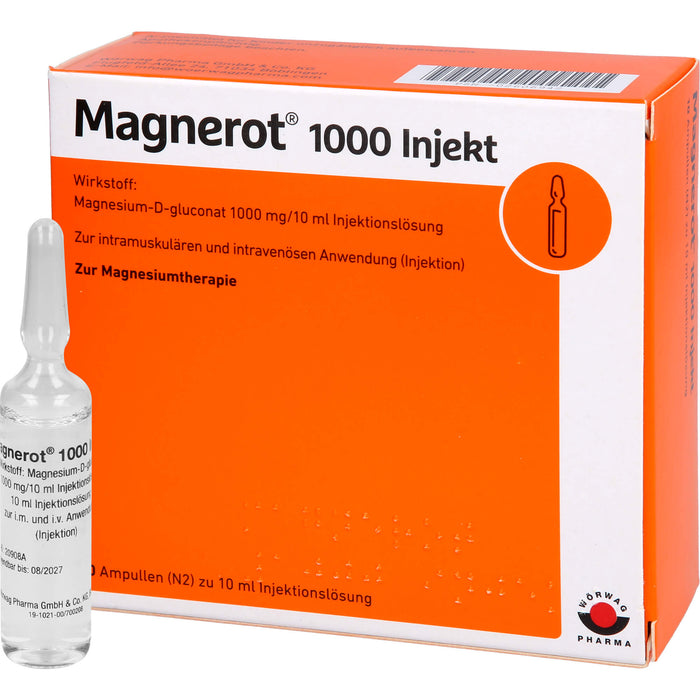 Magnerot 1000 Injekt zur intramuskulären und intravenösen Anwendung, 10 ml Lösung