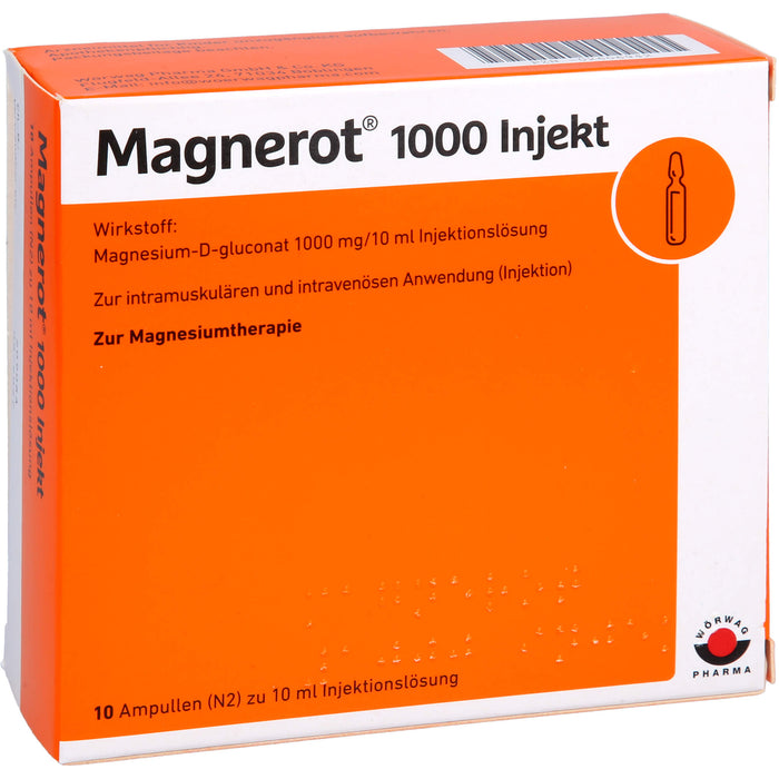 Magnerot 1000 Injekt zur intramuskulären und intravenösen Anwendung, 10 ml Solution