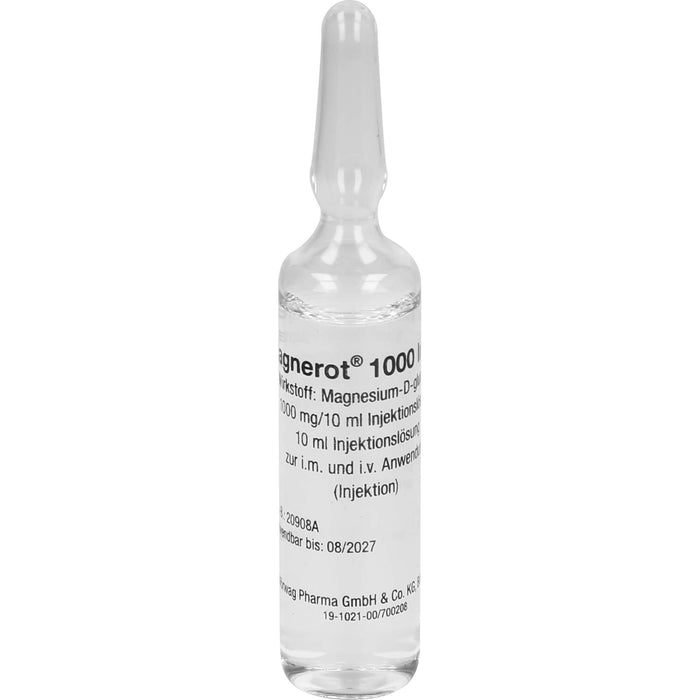 Magnerot 1000 Injekt zur intramuskulären und intravenösen Anwendung, 10 ml Solution