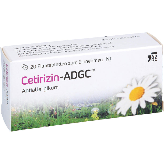 Cetirizin-ADGC Tabletten bei Allergien, 20 pc Tablettes