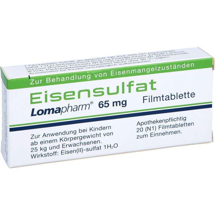 Eisensulfat Lomapharm 65 mg Filmtabletten, 20 pcs. Tablets