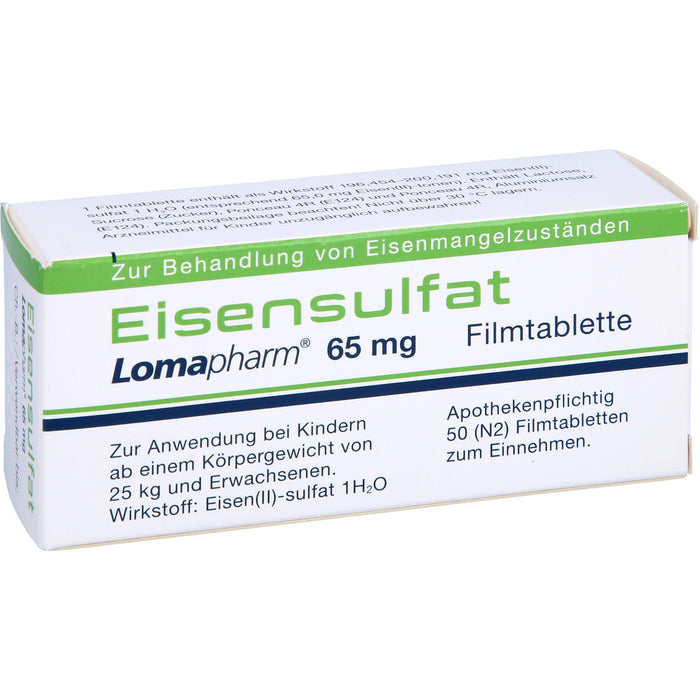 Eisensulfat Lomapharm 65 mg Filmtabletten, 50 St. Tabletten