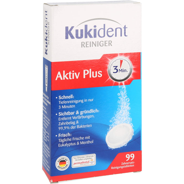 Kukident Aktiv Plus Zahnersatz-Reinigungstabletten, 99 pcs. Tablets