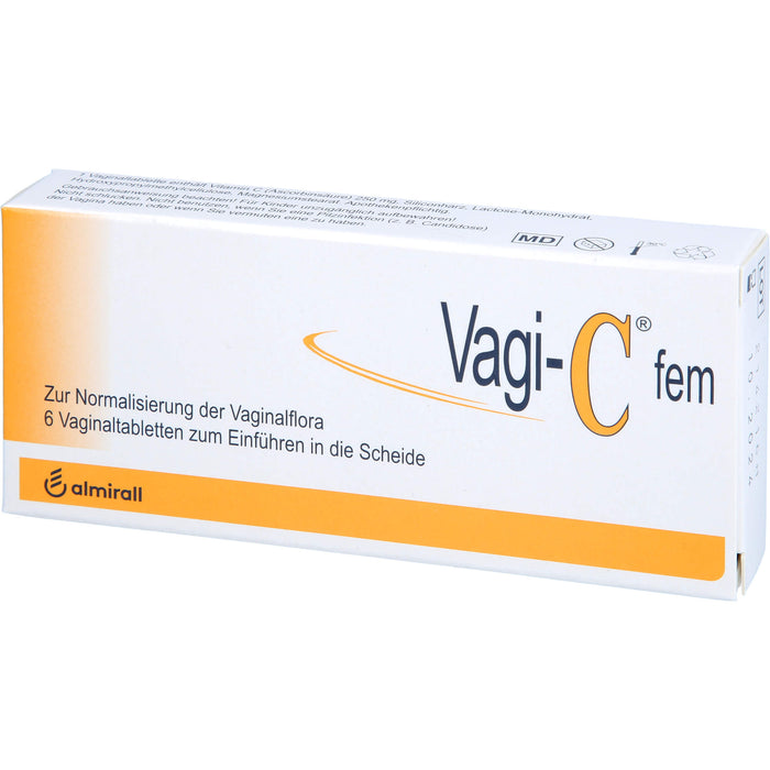 Vagi-C fem Vaginaltabletten zur Normalisierung der Scheidenflora, 6 St. Tabletten