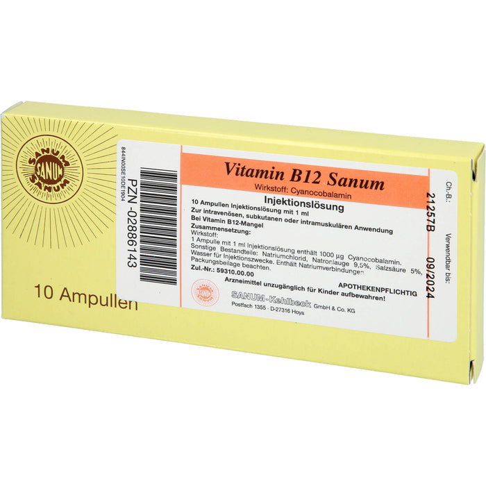 Vitamin B12 Sanum Injektionslösung, 10 St. Ampullen