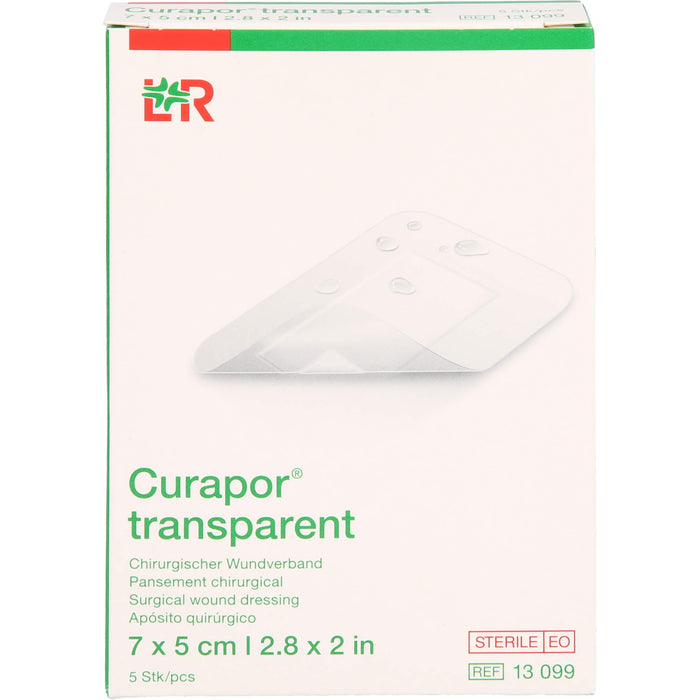 Curapor transparent steril 7 x 5 cm Chirurgischer Wundverband, 5 pcs. Patch