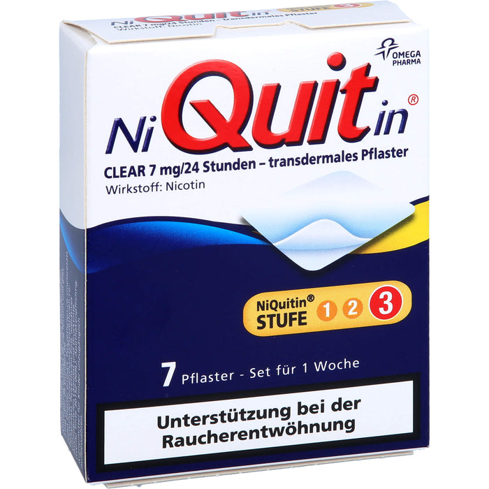 NiQuitin CLEAR 7 mg/24 Stunden - transdermales Pflaster, 7 pc Pansement