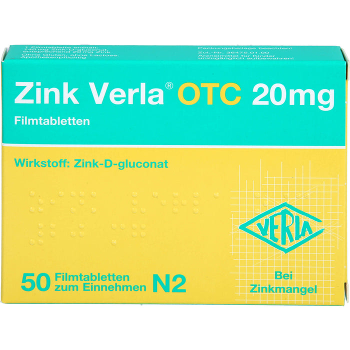 Zink Verla OTC 20mg, Filmtbl., 50 St FTA