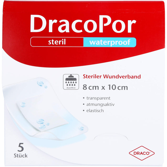 DracoPor steriler Wundverband waterproof 8 cm x 10 cm transparent, 5 pc Pansements