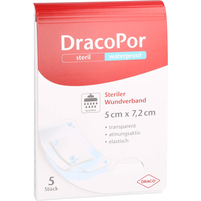 DracoPor waterproof 5 cm x 7,2 cm transparent steriler Wundverband, 5 pcs. Wound dressings