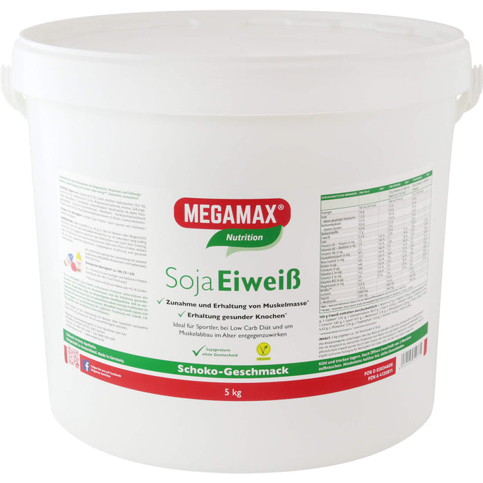 MEGAMAX Nutrition Soja Eiweiß Pulver Schoko-Geschmack, 5000 g Poudre