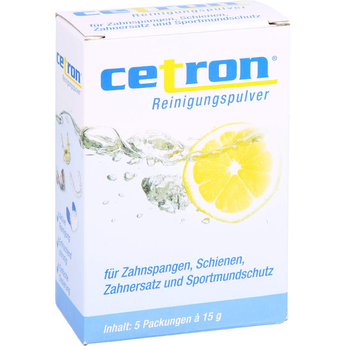 cetron Reinigungspulver für Zahnspangen, Schienen, Zahnersatz und Sportmundschutz, 5 St. Beutel