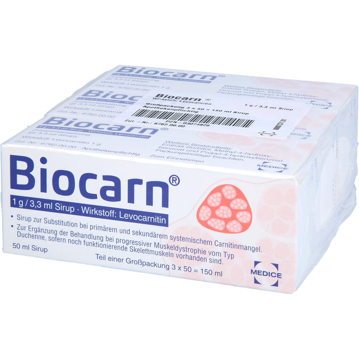 Biocarn 1 g/3,3 ml Sirup bei Carnitinmangel, 150 ml Solution