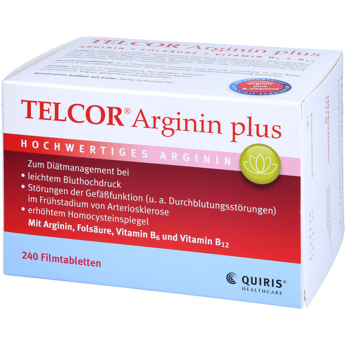 TELCOR Arginin plus Filmtabletten bei leichtem Bluthochdruck und Störungen der Gefäßfunktion, 240 pc Tablettes