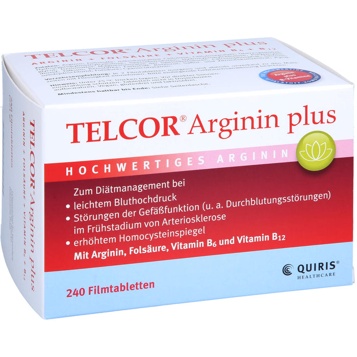 TELCOR Arginin plus Filmtabletten bei leichtem Bluthochdruck und Störungen der Gefäßfunktion, 240 pc Tablettes