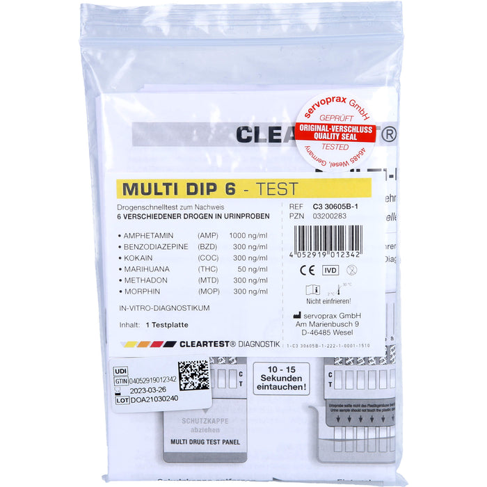 DROGENTEST MULTI DIP 6 AMP, 1 St TES