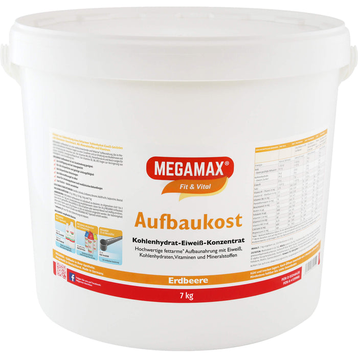 MEGAMAX Fit & Vital Aufbaukost Kohlenhydrat-Eiweiß-Konzentrat Erdbeer-Geschmack, 70000 g Pulver