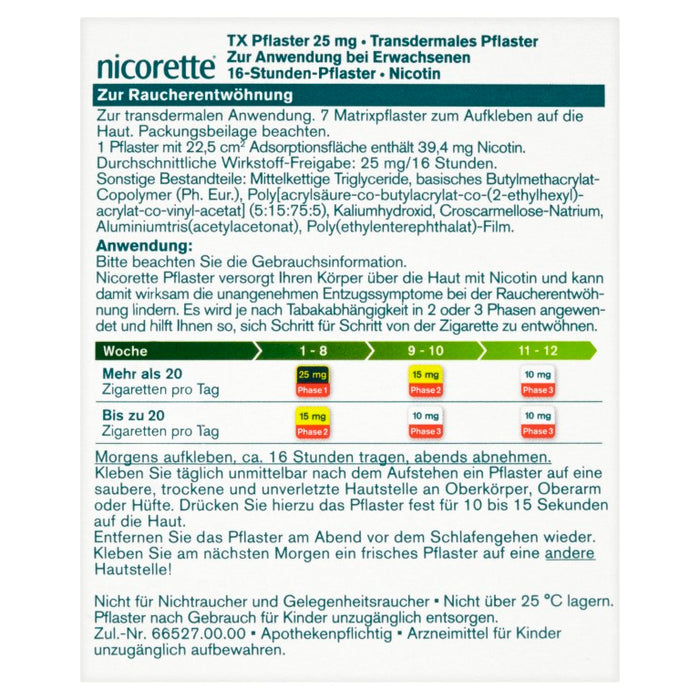 nicorette TX Pflaster 25 mg Nicotin zur Raucherentwöhnung, 7 pcs. Patch