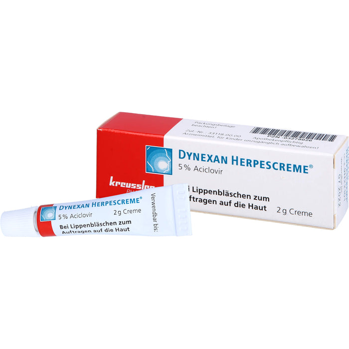 DYNEXAN Herpescreme mit 5 % Aciclovir bei Lippenbläschen, 2 g Crème