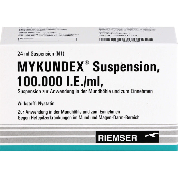 Mykundex Suspension, 100.000 I.E./ml, Suspension zur Anwendung in der Mundhöhle und zum Einnehmen, 24 ml Solution