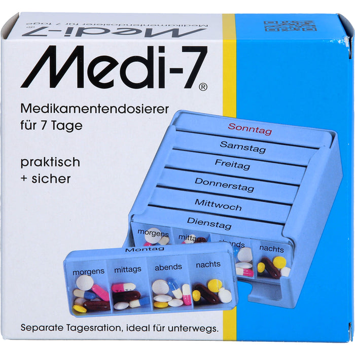 Medi-7 Medikamentendosierer für 7 Tage, blau, 1 pc Boîte