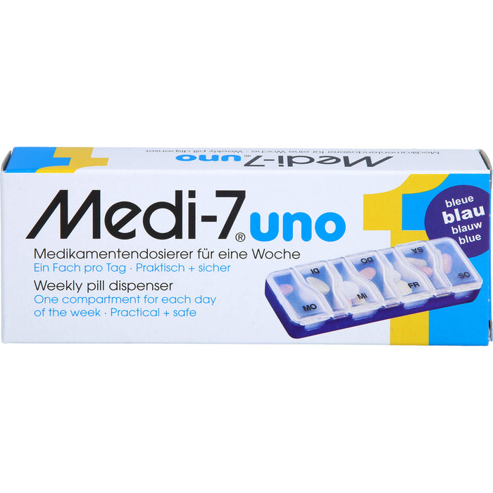 Medi-7 uno Medikamentendosierer für eine Woche blau, 1 pcs. Box