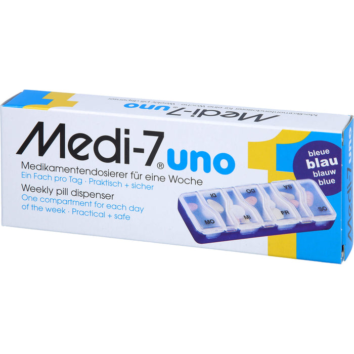 Medi-7 uno Medikamentendosierer für eine Woche blau, 1 pc Boîte