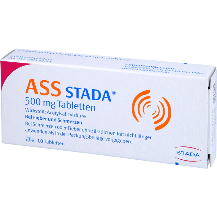 ASS STADA 500 mg Tabletten bei Fieber und Schmerzen, 10 pcs. Tablets