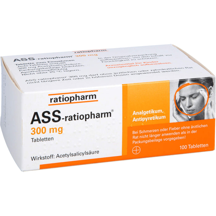 ASS-ratiopharm 300 mg Tabletten bei Schmerzen und Fieber, 100 St. Tabletten