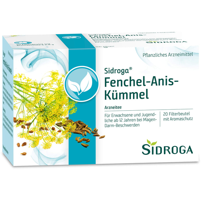 Sidroga Fenchel-Anis-Kümmel Arzneitee bei Magenbeschwerden, 20 pc Sac filtrant